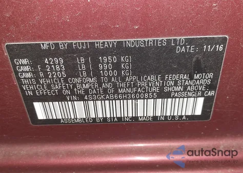 2017 Subaru Impreza 2.0I Premium z USA, uszkodzony, nr VIN 4S3GKAB66H3600855